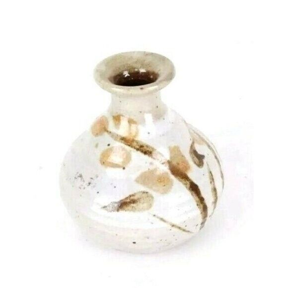 Vintage 60s MCM Stoneware Studio Art Botanical Pottery Bud Vase Signed JF - Picture 2 of 7